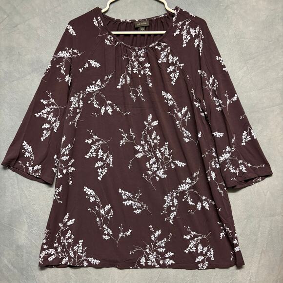 J. Jill Wearever Collection Floral Blouse Womens Large Boho Hippie Cottage Flowy - Picture 1 of 6